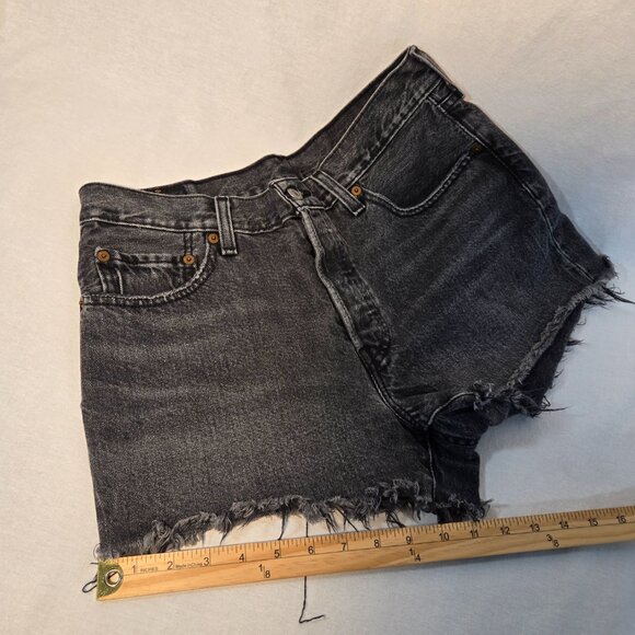 LEVI'S 501 Original Icon BOHO Black Hash Raw Hem Button Fly Jean Short Size W29 - Picture 16 of 16